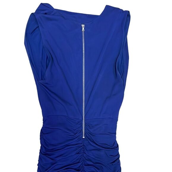 Alice + Olivia Women XS Stretchy Cowl Neck Form fitting Navy Blue Cocktail Dress - Picture 3 of 16